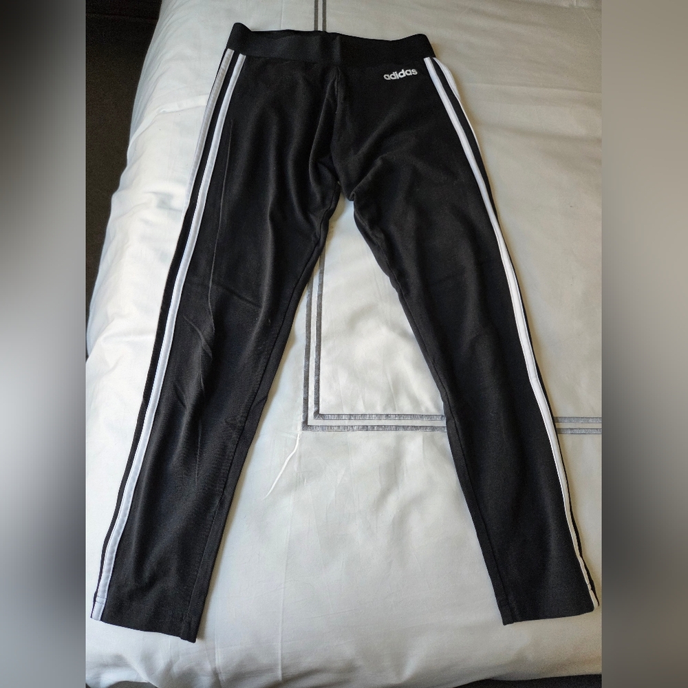 Adidas Black Track Pants with White Stripes